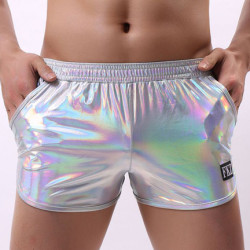 MenSexyWear Short brillant Fakiz Gris argenté